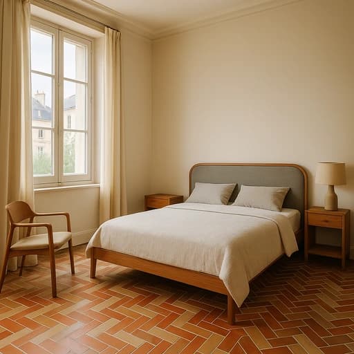 Projet : Carrelage en chevrons (Chambre – Marly)